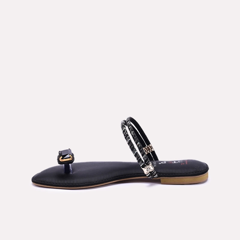Black Fancy Flat Slippers 0412776