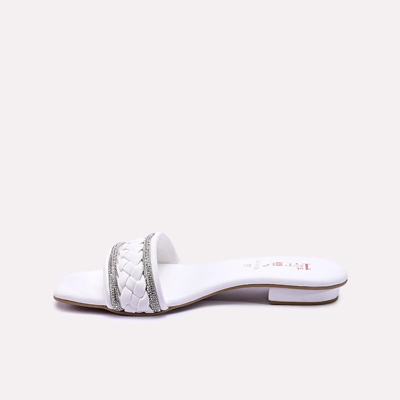 White Fancy Flat Slippers 0412838