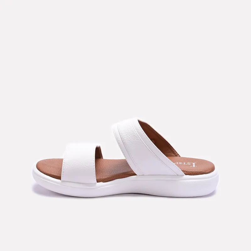 White Double Strap Casual Slippers for Men