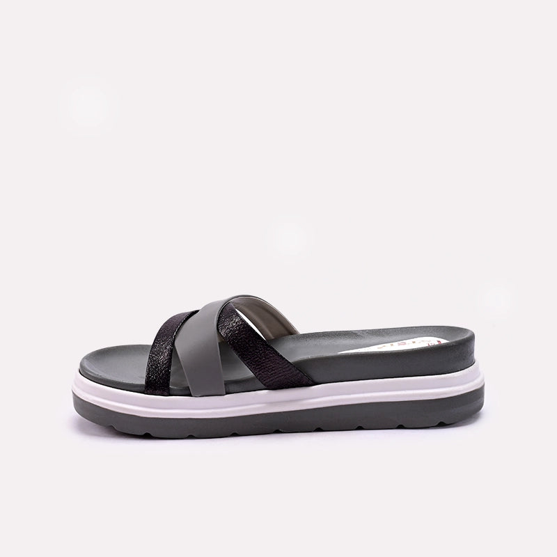 Gray Womens Casual Platform Slippers 0413130