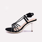 Black Pointed Heel Fancy Sandals 0421516