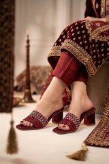 Althea Maroon Bridal Slippers 0412794