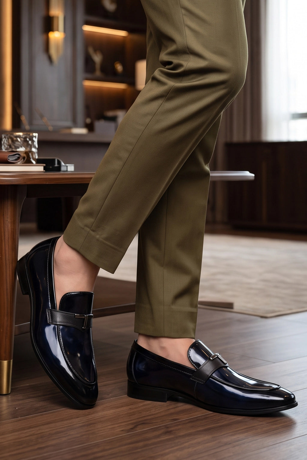 Black Glossy Slip On Dress Shoes 0111269