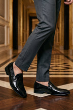 Black Glossy Slip On Shoes 0111271