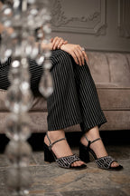 Black High Heel Fancy Sandals 0421479