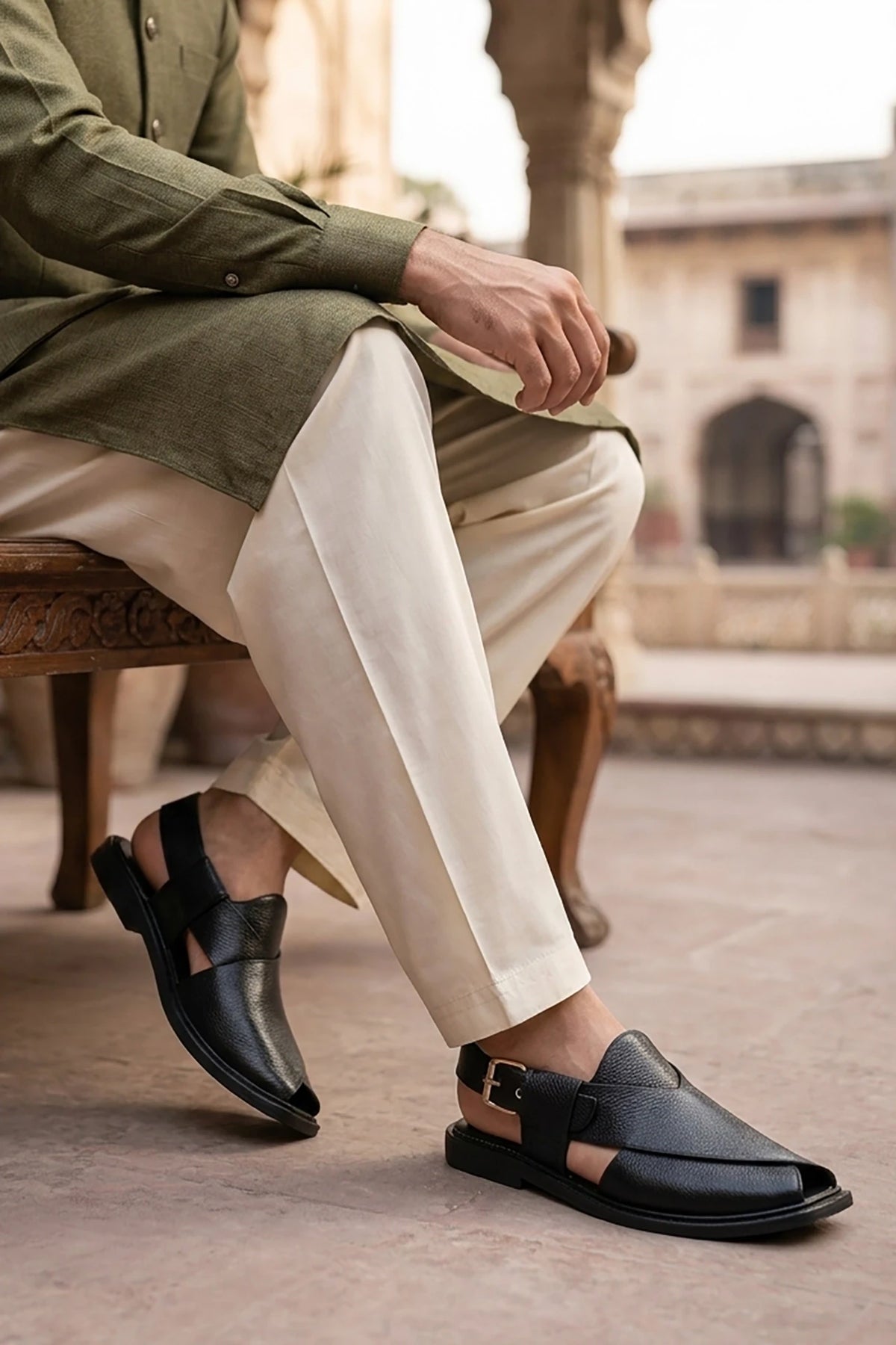 Black Kaptan Peshawari Sandal 0141075