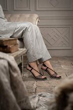 Black Pointed Heel Fancy Sandals 0421516