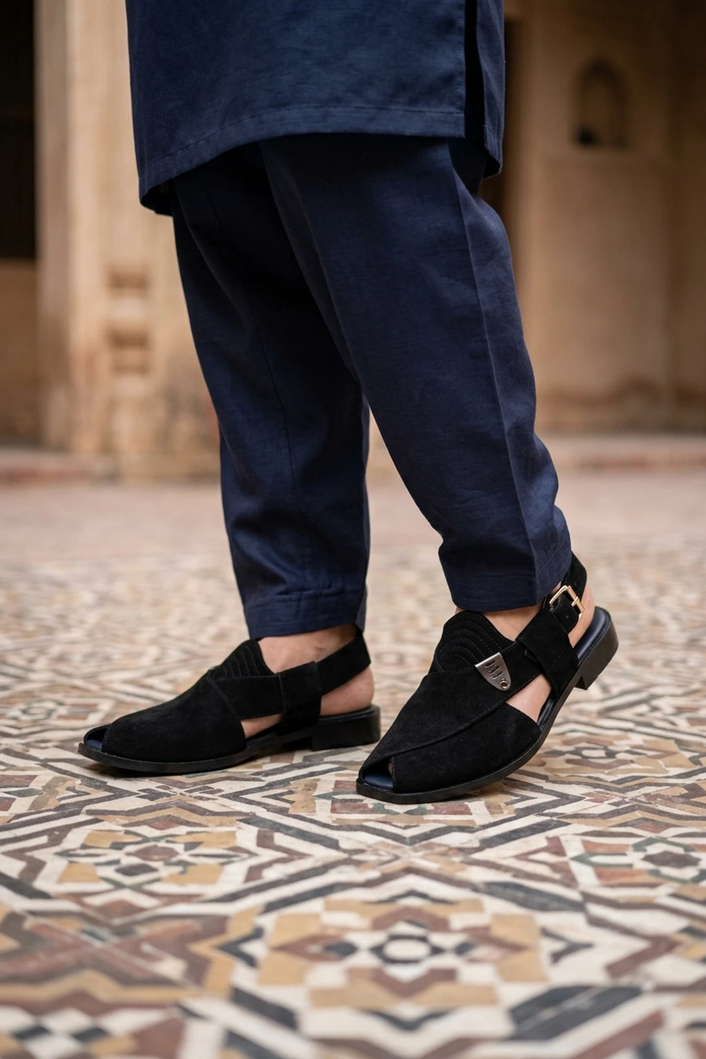 Black Velvet Peshawari Chappals 0141154