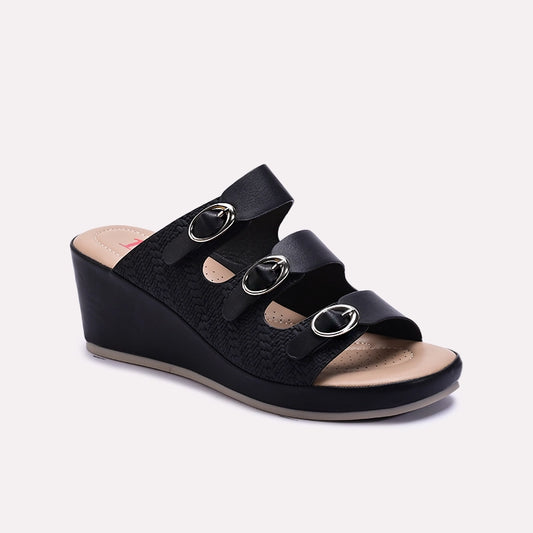 Black Casual Wedge Slippers 0413265