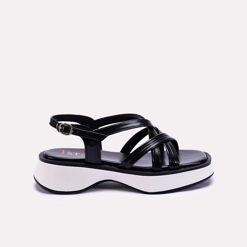 Womens Black Chunky Casual Sandals
