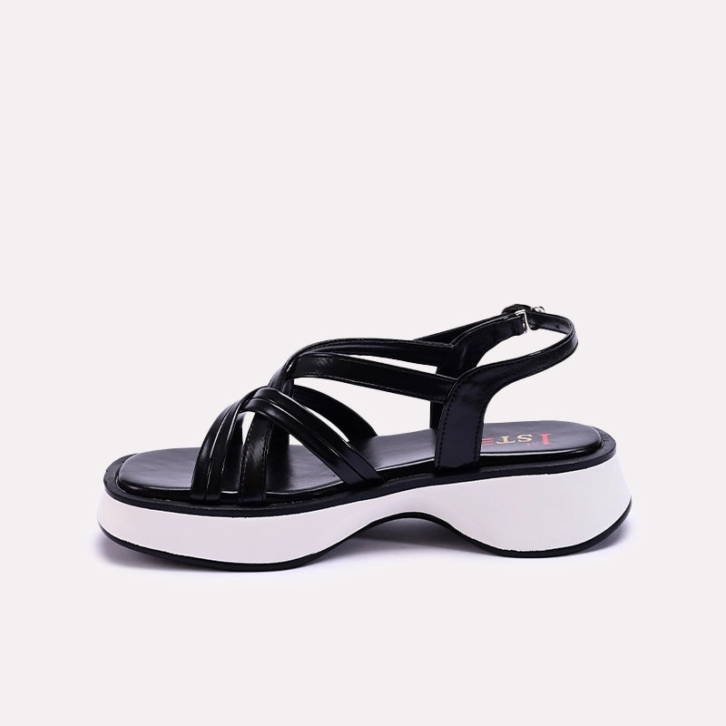 Black Chunky Casual Sandals for Women