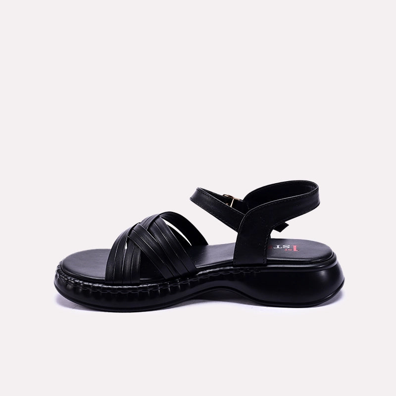 Black Chunky Casual Sandals for Women