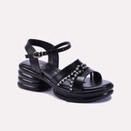 Black Chunky Heel Casual Sandals