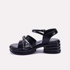 Black Chunky Heel Casual Sandals for Women