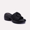 Black Chunky Heel Casual Slippers