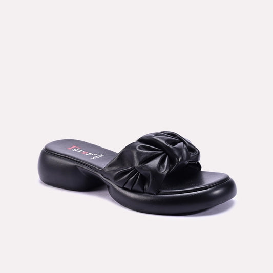 Black Comfy Chunky Casual Slippers