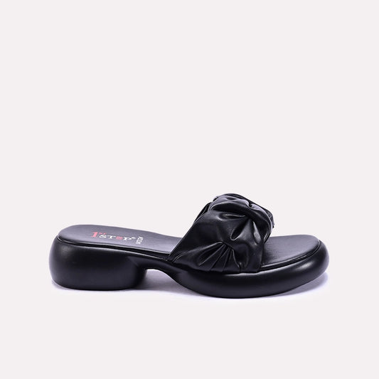 Womens Black Comfy Chunky Casual Slippers