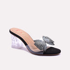 Black Crystal Heel Fancy Slippers 0412556
