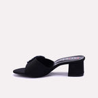 Black Fancy Block Heel Slippers for Women