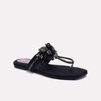 Black Fancy Flat Slippers
