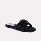 Black Fancy Flat Slippers
