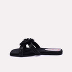 Black Fancy Flat Slippers for Women