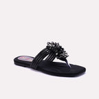 Black Fancy Flat Slippers