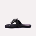 Black Fancy Flat Slippers for Women
