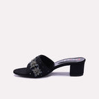 Black Fancy Heel Slippers for Women