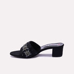 Black Fancy Heel Slippers for Women