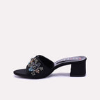 Black Fancy Heel Slippers for Women