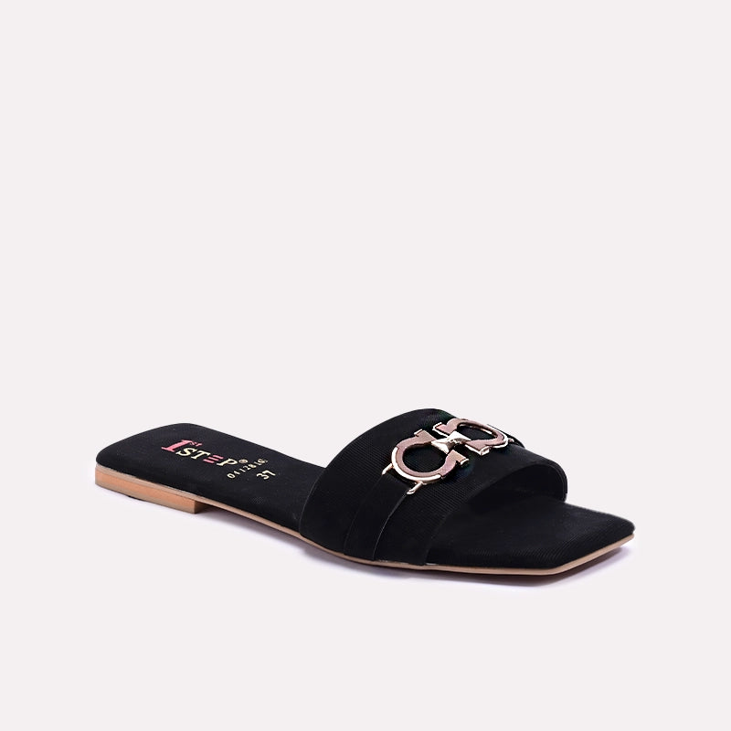 Black Flat Casual Slippers 0412816