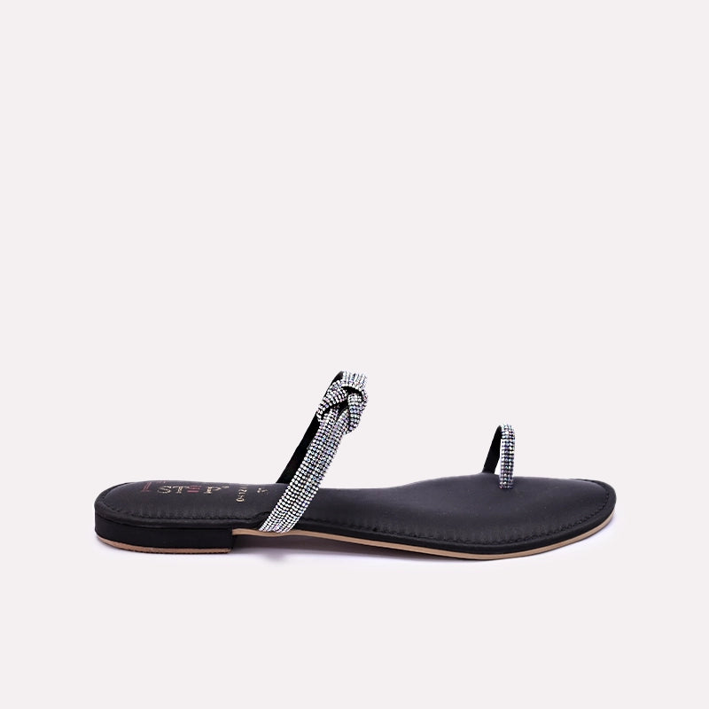 Black Flat Fancy Slippers 0412872
