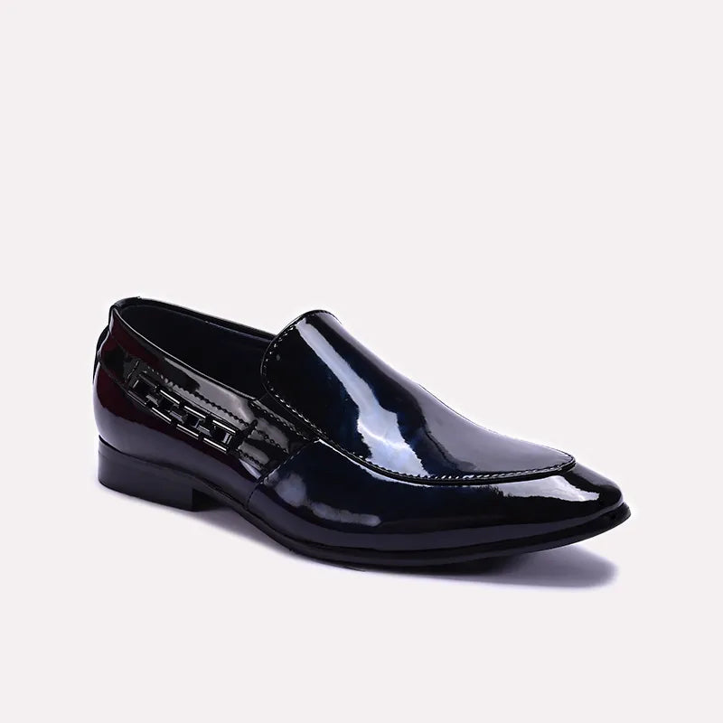 Black Glossy Slip On Dress Shoes 0111272