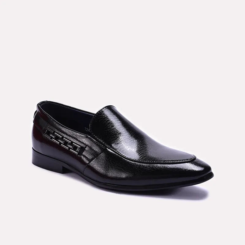 Black Glossy Slip On Shoes 0111271