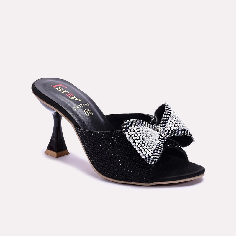 Black Pointed Heel Bridal Slippers 0412763