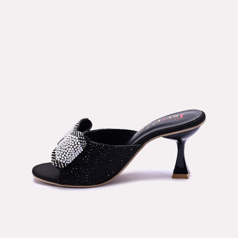 Black Pointed Heel Bridal Slippers 0412763