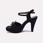 Black Pointed Heel Casual Sandals for Women