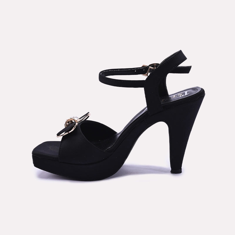 Black Pointed Heel Casual Sandals for Women