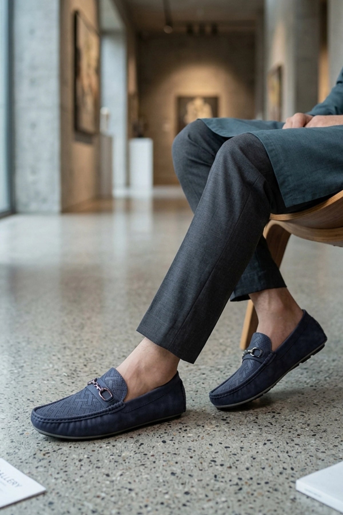 Blue Perforated Horsebit Loafers 0130941