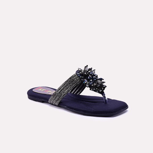 Blue Fancy Flat Slippers