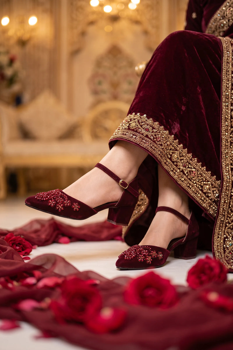 Bridal Court Shoes Maroon 0450051