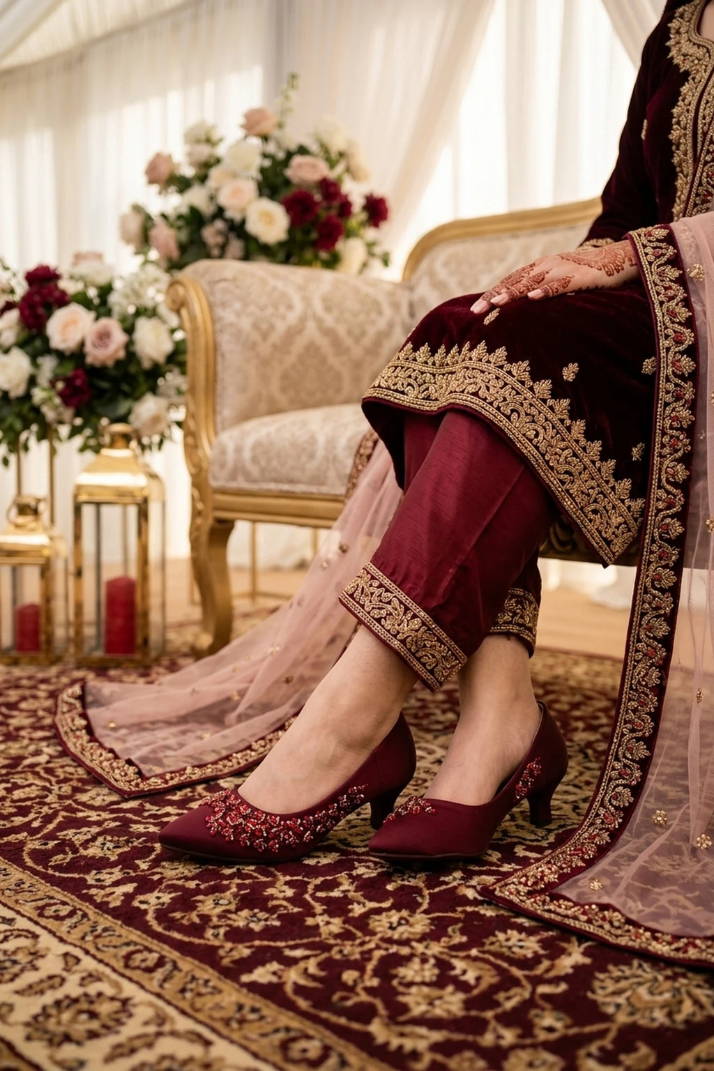 Bridal Court Shoes Maroon 0450056