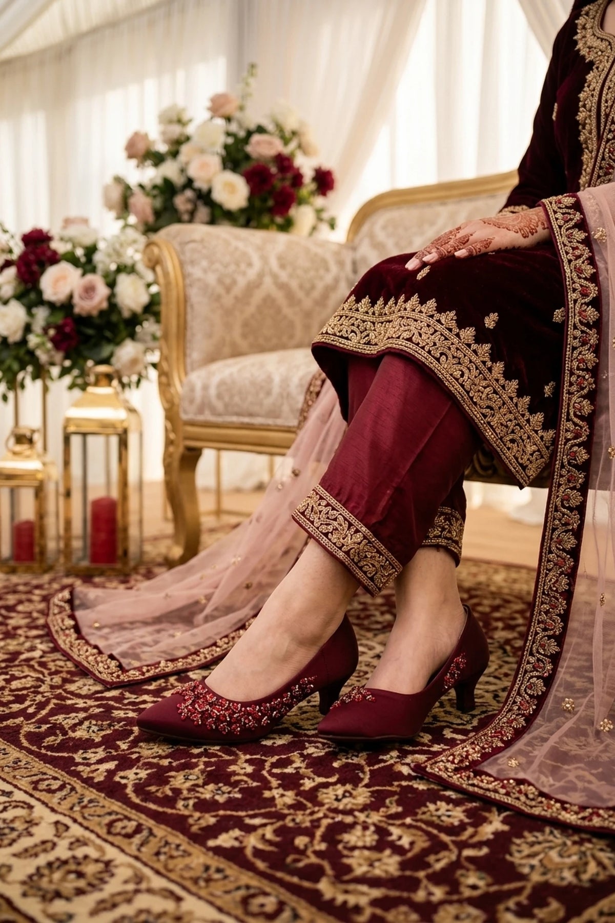 Bridal Court Shoes Maroon 0450056