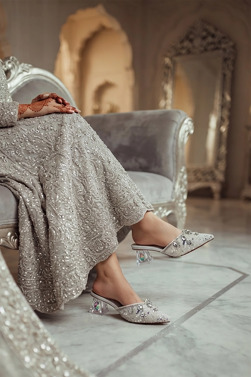 Bridal Court Shoes Silver 0450181