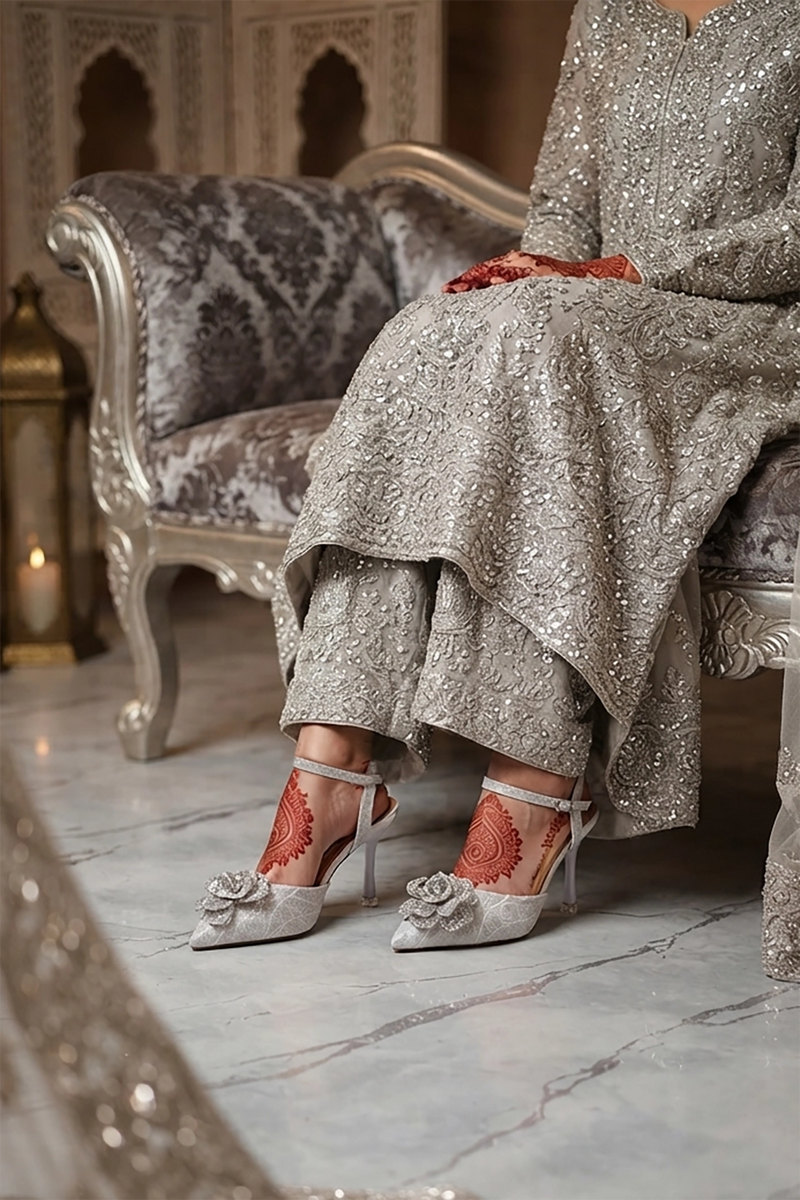 Bridal Court Shoes Silver 0450196