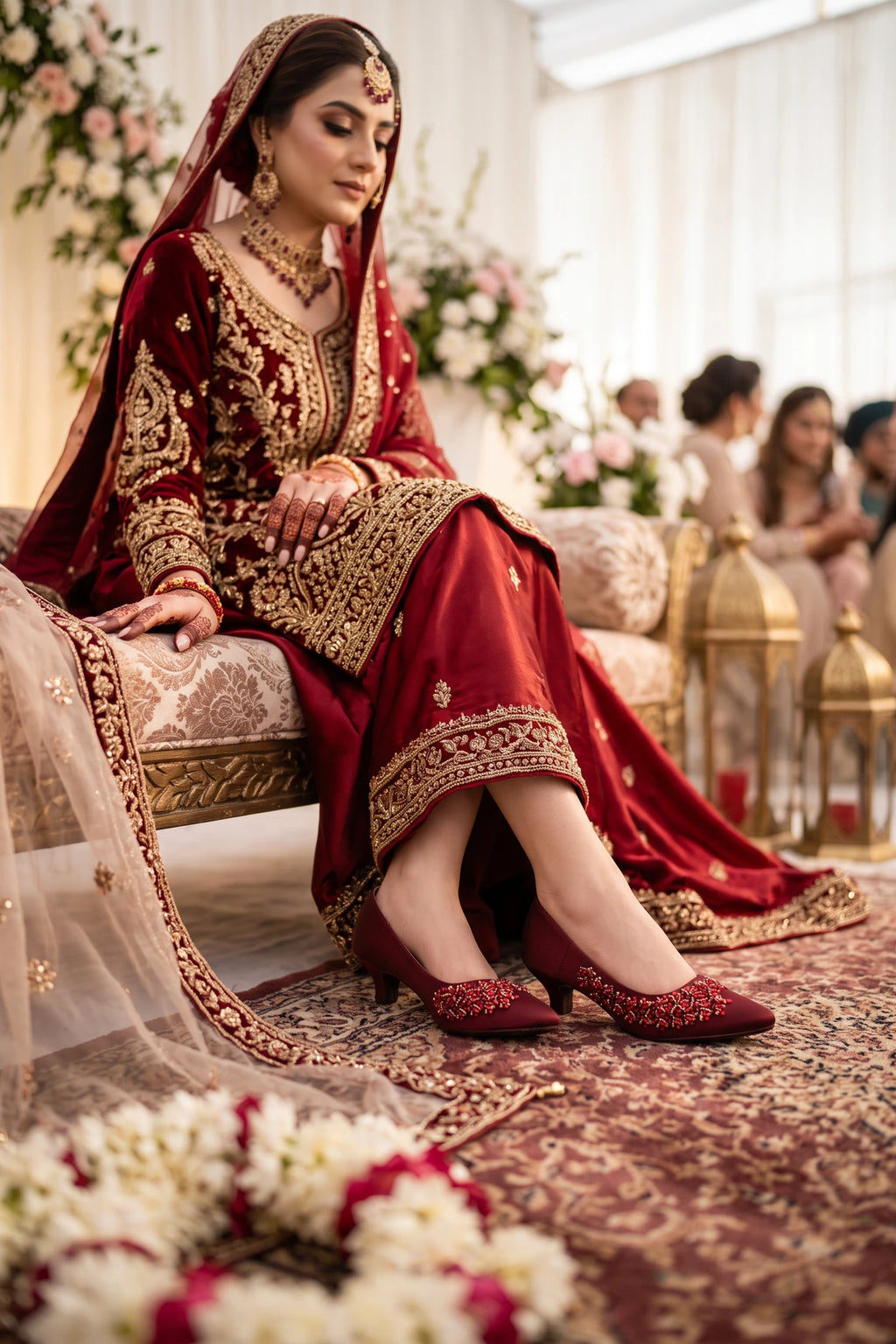 Bridal Court Shoes Maroon 0450056