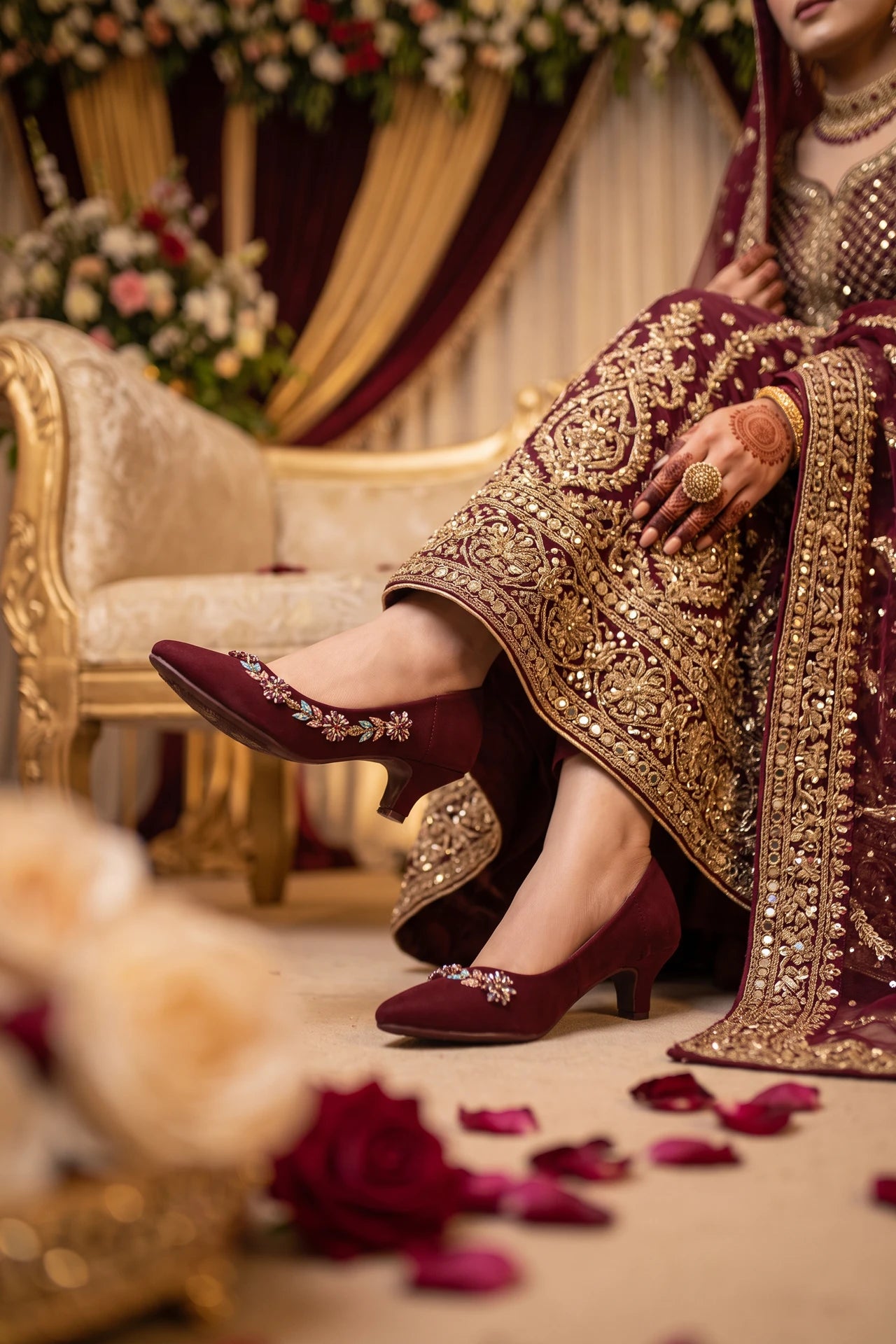 Bridal Court Shoes Maroon 0450057