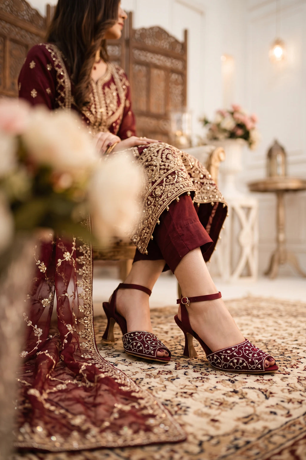 Bridal Court Shoes Maroon 0450095