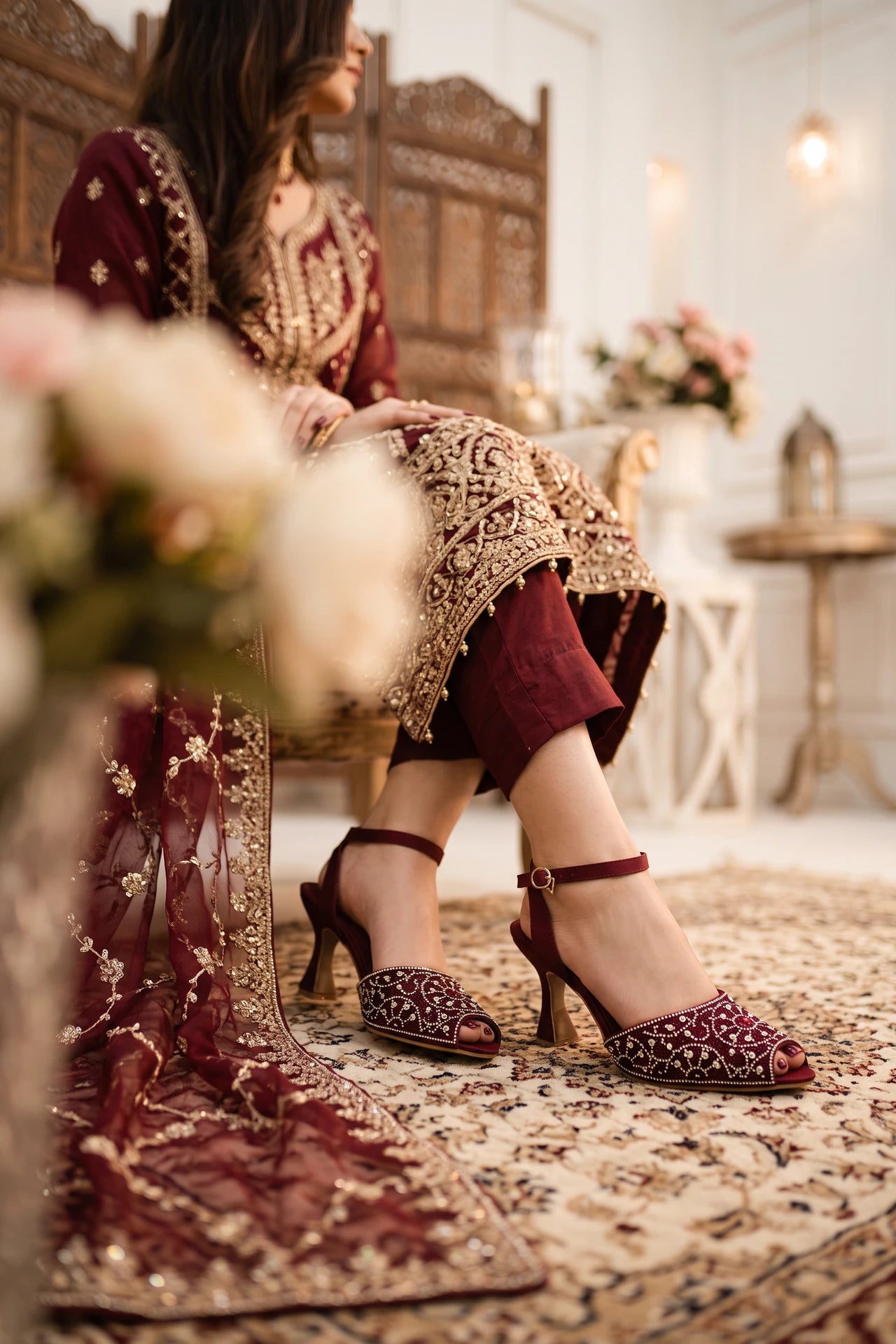 Bridal Court Shoes Maroon 0450095